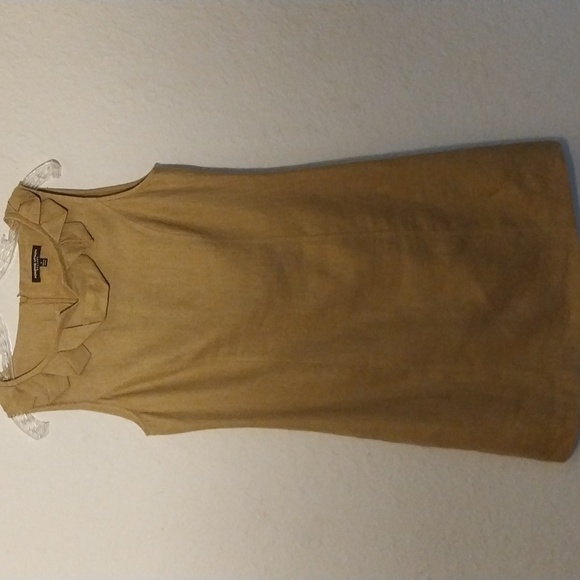 ADRIANNE PAPPELL Dress Sheath Linen Tan Sleeveless Size 4 - Picture 3 of 15